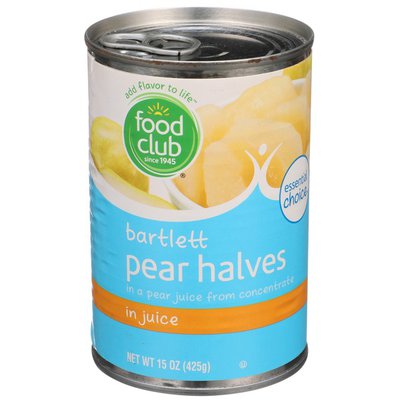 Food Club Bartlett Pear Halves in Juice, 15 oz