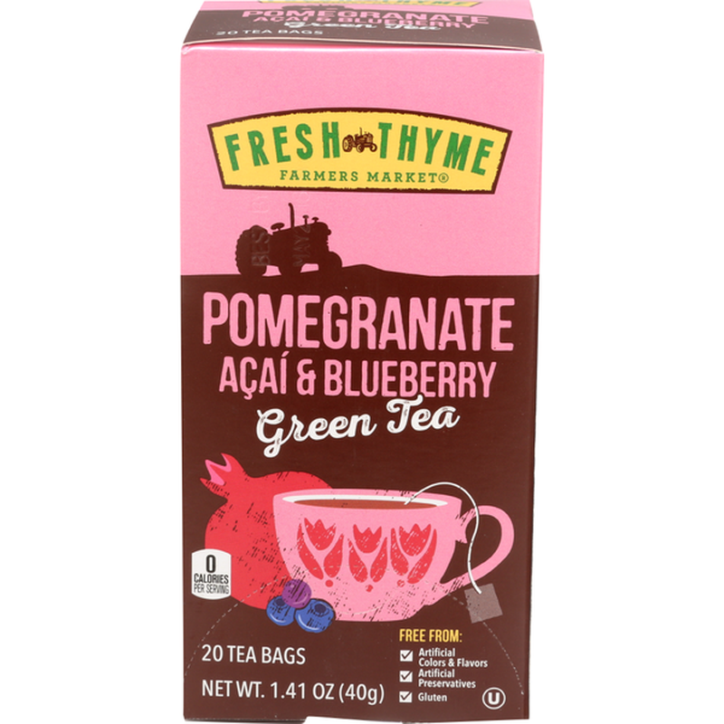 Fresh Thyme Pomegranate Acai & Blueberry Green Tea, 20 bags