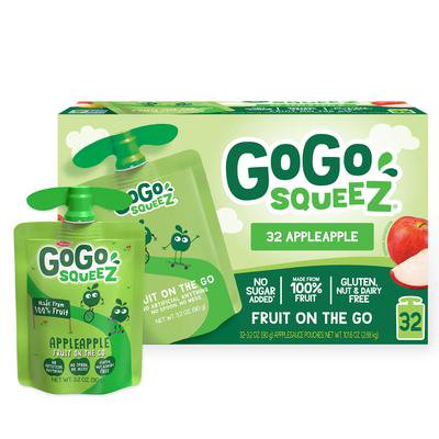 GoGo Squeez AppleApple Pouches, 3.2 oz, 32 ct