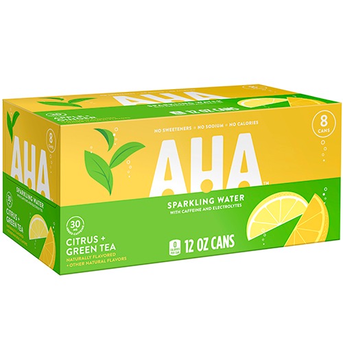 AHA Caffeine Sparkling Water, Citrus Green Tea, 12 oz, 8 ct