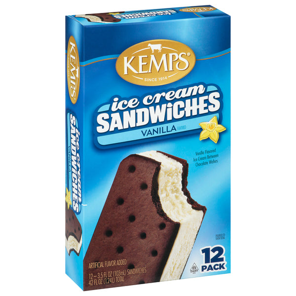 Kemps Ice Cream Sandwiches, Vanilla, 12 pk