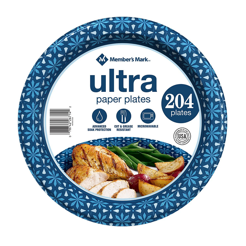 Member's Mark Ultra Paper Plates, 10", 204 ct