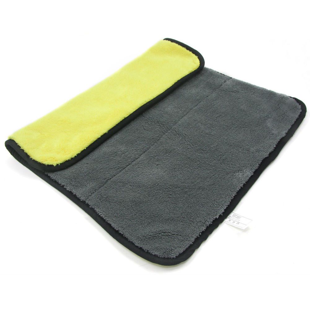 Microfiber Dish/Car Wash Cloth, Yellow/Gray with Black Trim