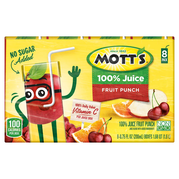 Mott's Fruit Punch Juice Boxes, 6.75 oz, 8 ct