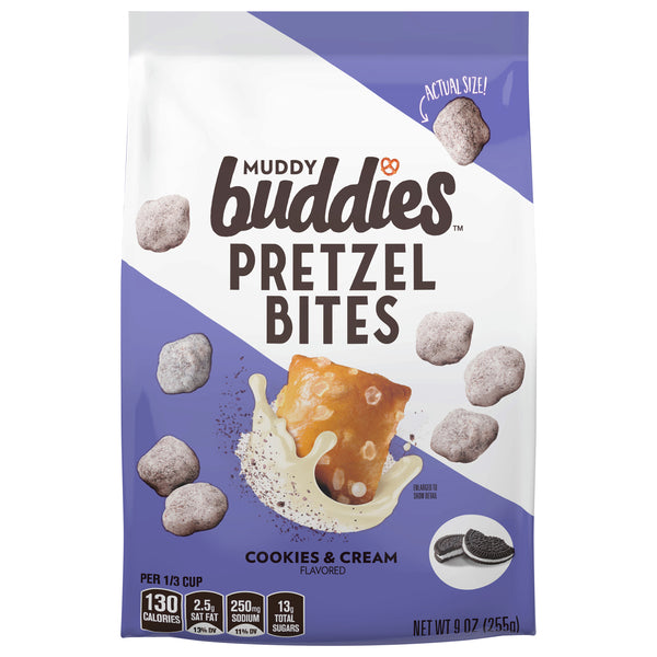 Muddy Buddies Pretzel Bites, Cookies & Cream, 9 oz