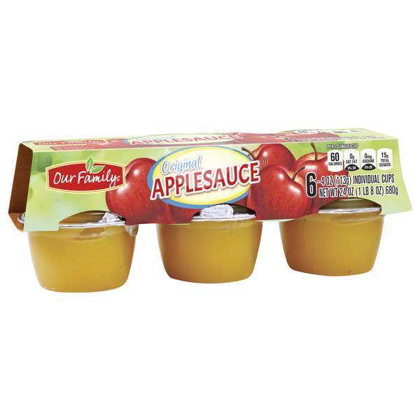 Our Family Apple Sauce Cup Regular 6ct