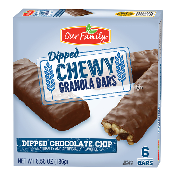 Our Family Chewy Granola Bar, Dipped Chocolate Chip, 6 ct