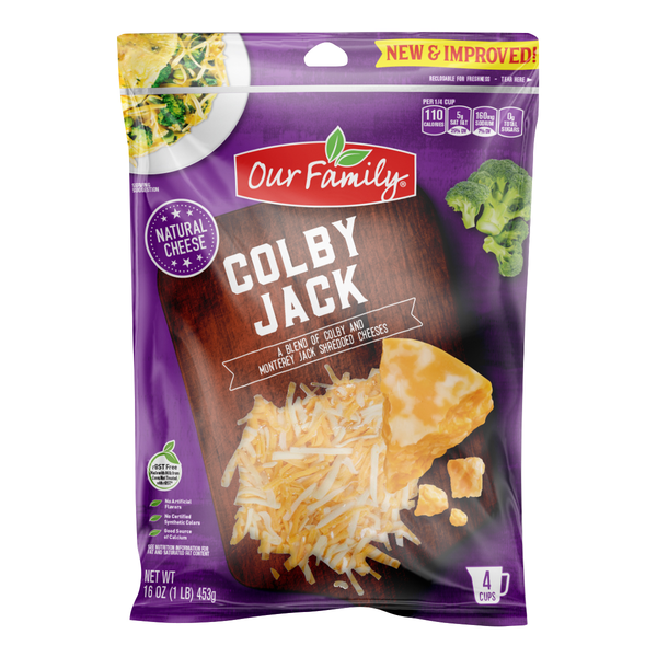 Our Family Colby Jack Shredded Cheese, 16oz