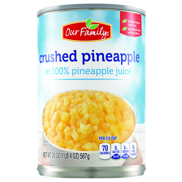 Our Family Crushed Pineapple in 100% juice, 20 oz