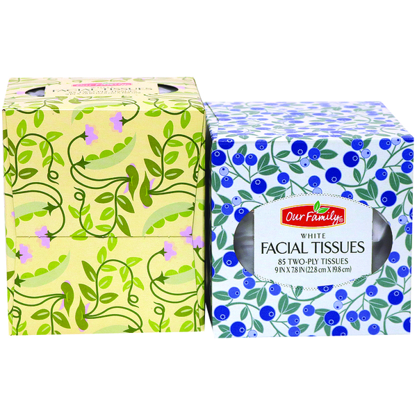 Our Family Facial Tissue, Unscented, 85ct