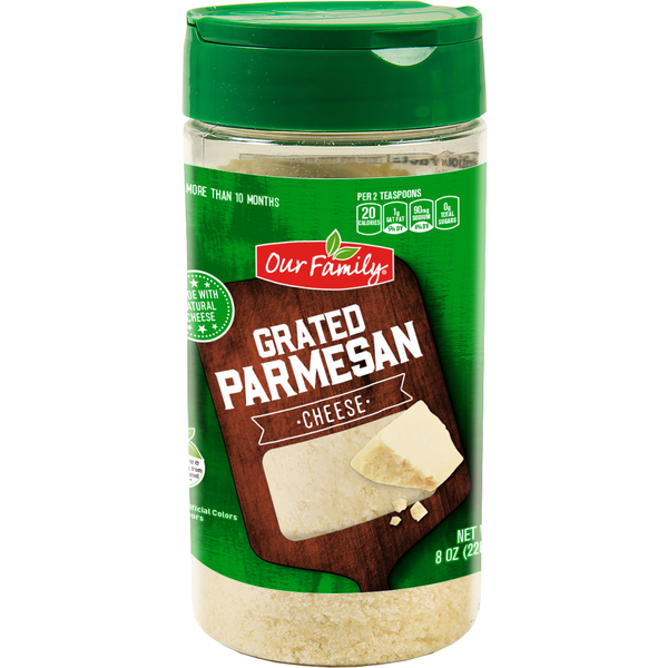 Our Family Grated Parmesan Cheese, 8 oz