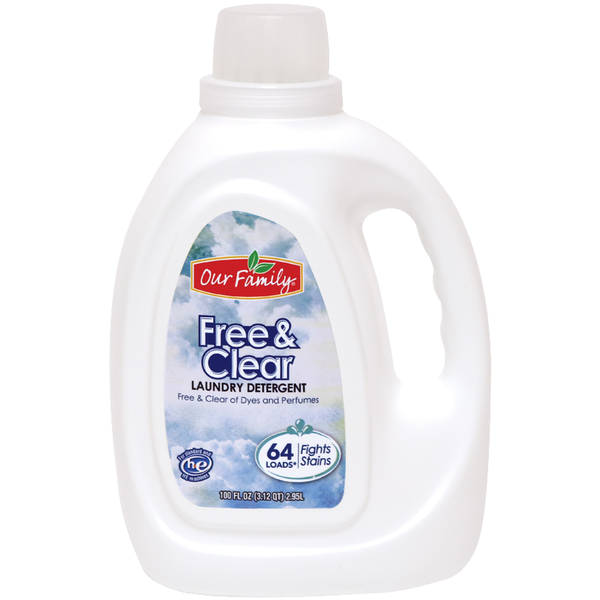 Our Family Laundry Detergent, Free & Clear, 100oz