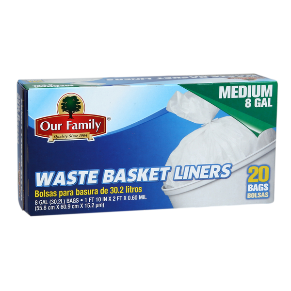 Our Family Medium Garbage Bags, 8 gal, 20 ct