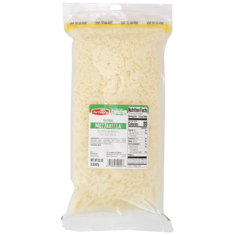 Our Family Mozzarella Shredded Cheese, 32 oz