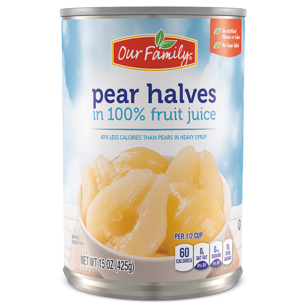 Our Family Pear Halves in Juice, 15 oz