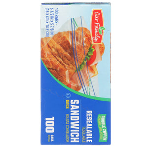 Our Family Resealable Sandwich Bags, 100ct