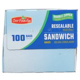 Our Family Resealable Sandwich Bags, 100ct