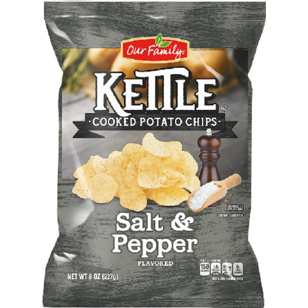 Our Family Salt & Pepper Kettle Chips, 8 oz