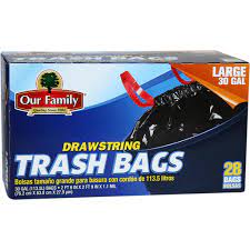 Our Family Drawstring Trash  Bag, 30 Gallon 28 ct