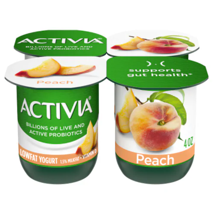 Activia Yogurt, Peach, 4 ct