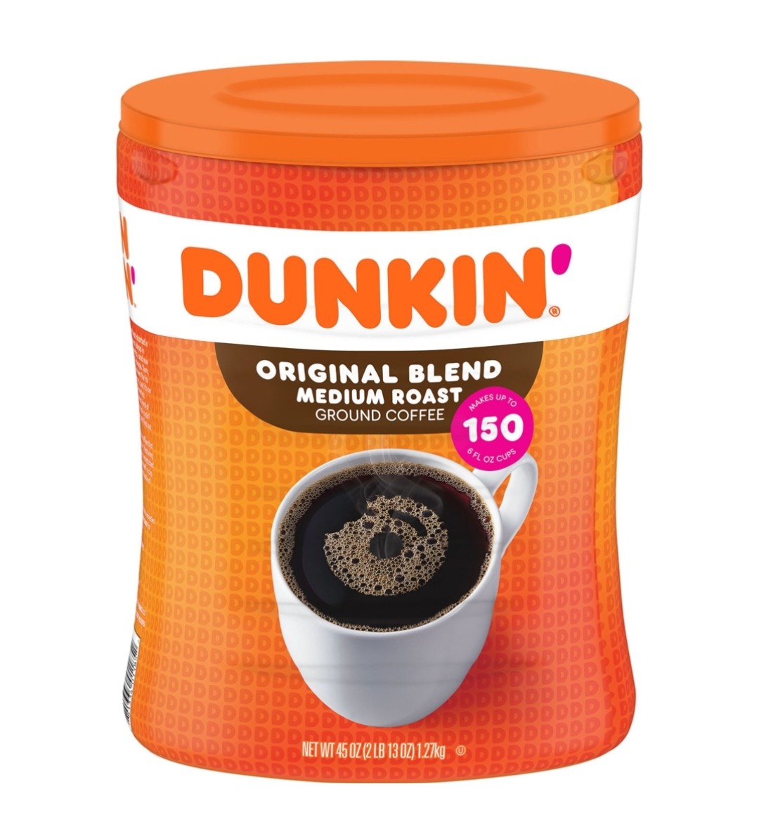 Dunkin Donuts Ground Coffee, Original Blend, 45 oz, oval container