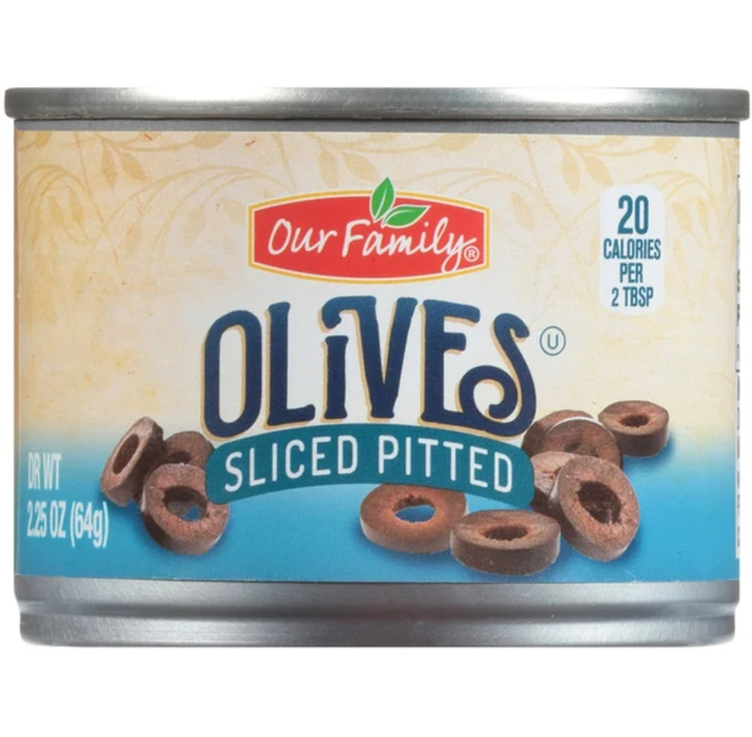 Our Family Ripe Sliced Pitted Olives, 2.25oz