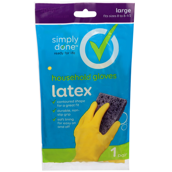 Simply Done Household Gloves Latex, 1 pair, Large