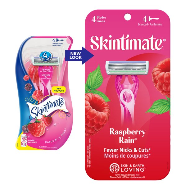 Skintimate Raspberry Rain Shaving Blades, 4 ct