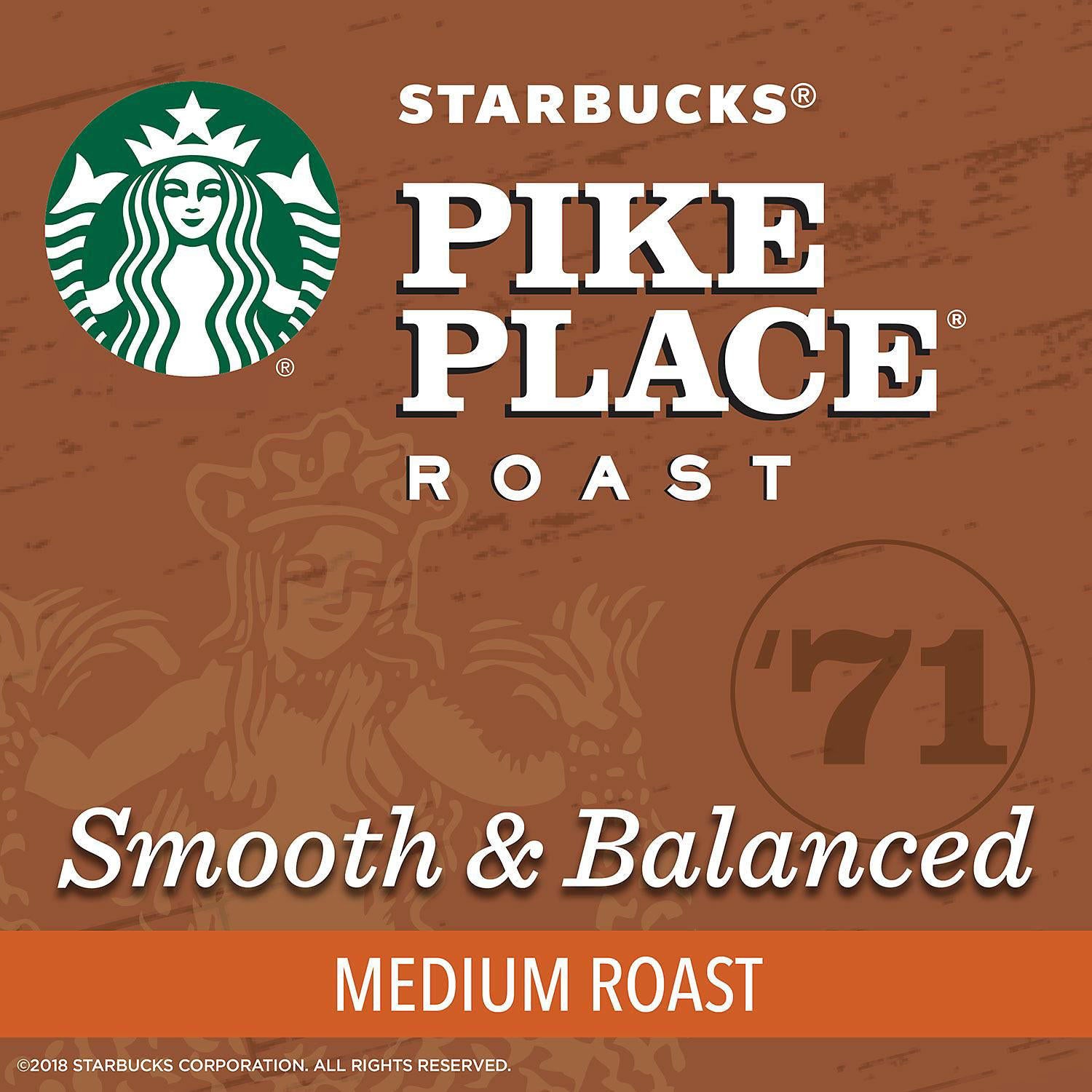 Starbucks Pike's Place K-Cups, 72 ct