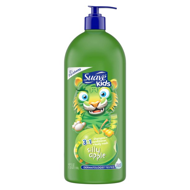 Suave Kids 3-in-1 Shampoo+Conditioner+Body Wash, Silly Apple, 18 oz