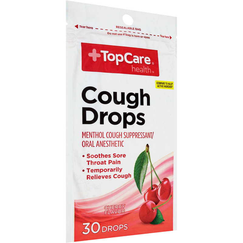 TopCare Health Cough Drops, Menthol,  Cherry, 30 drops