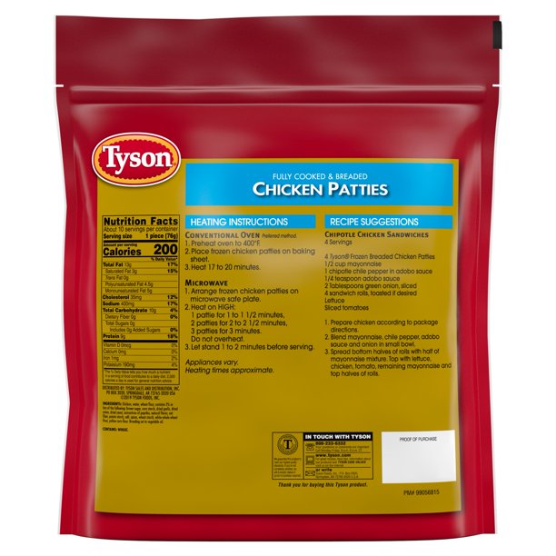 Tyson Chicken Patties, 26 oz