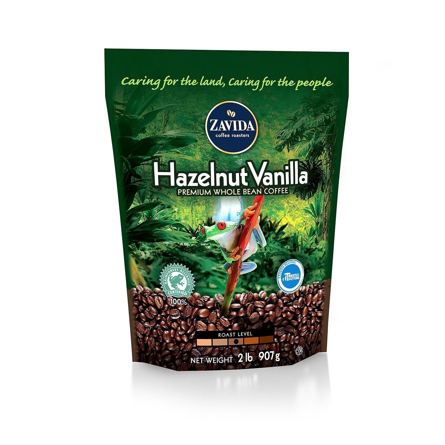 Zavida Whole Bean Coffee, Hazelnut Vanilla, Medium Roast, 2 lb