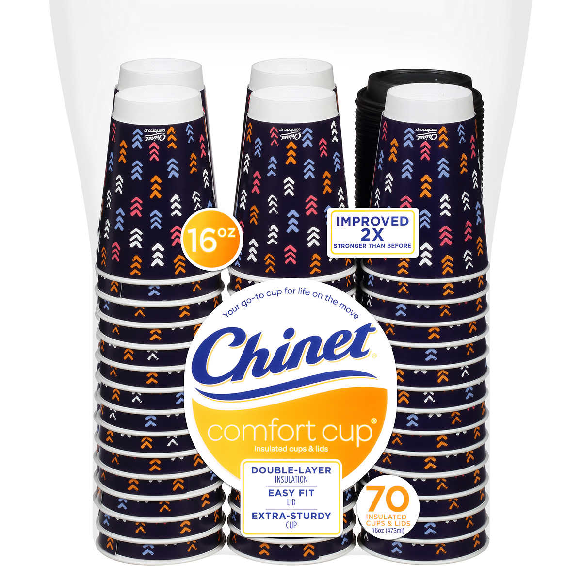 Chinet Comfort Cup Hot Cups &  Lids,16 oz, 70 ct