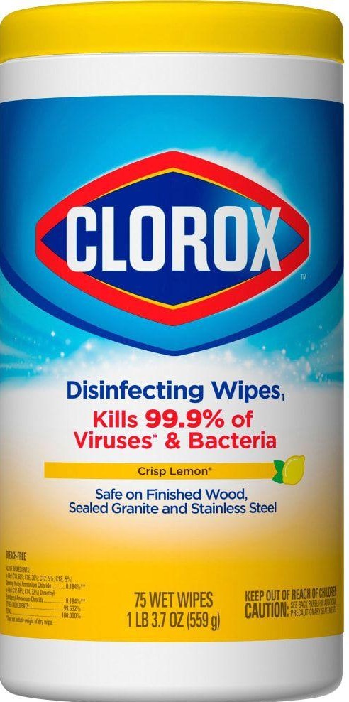Clorox Disinfecting Wipes, Lemon Scent, 75 ct
