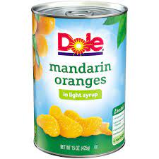 Dole Mandarin Oranges Whole Segments in Light Syrup, 15 oz