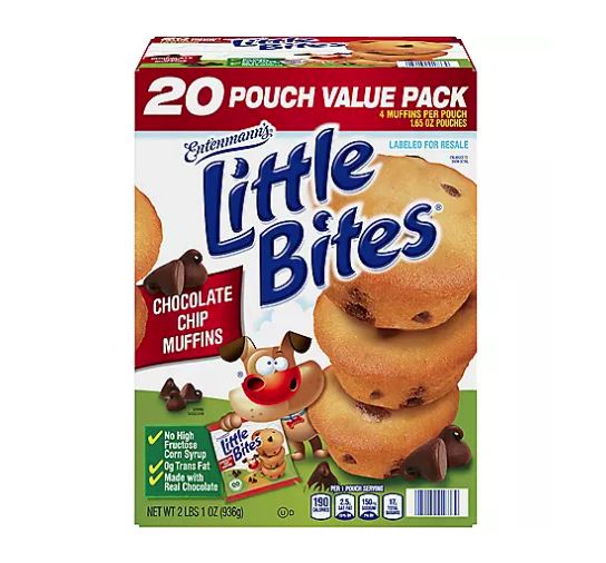 Entenmann's Little Bites Muffins, Chocolate Chip, 20 ct