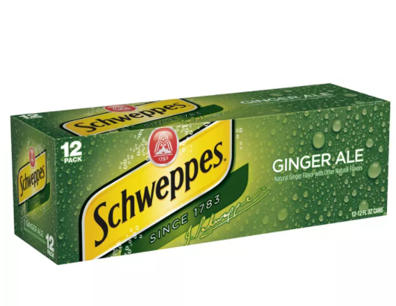 Schweppes Ginger Ale, 12 oz cans, 12 ct