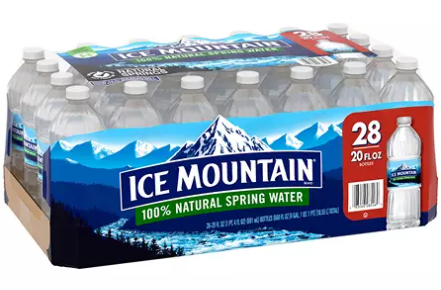 Ice Mountain 100% Natural Spring Water, 20 oz, 28 ct