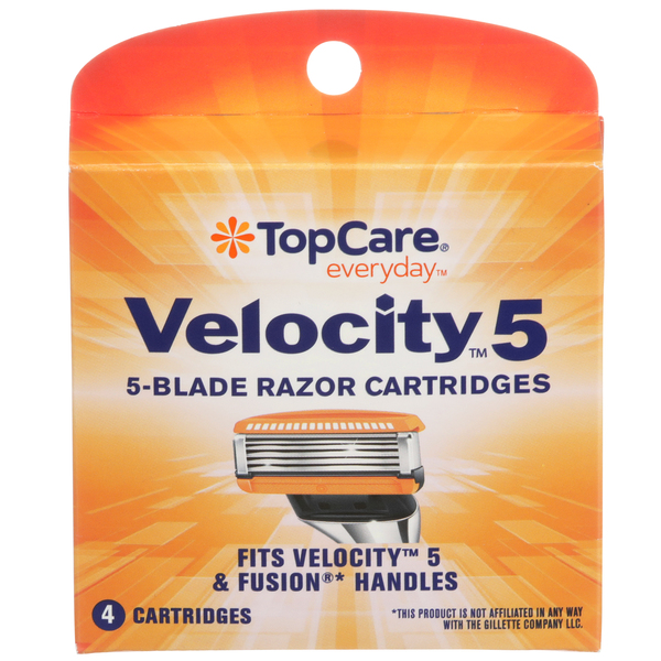 TopCare Velocity 5 Razor Cartridges - 4 Ct