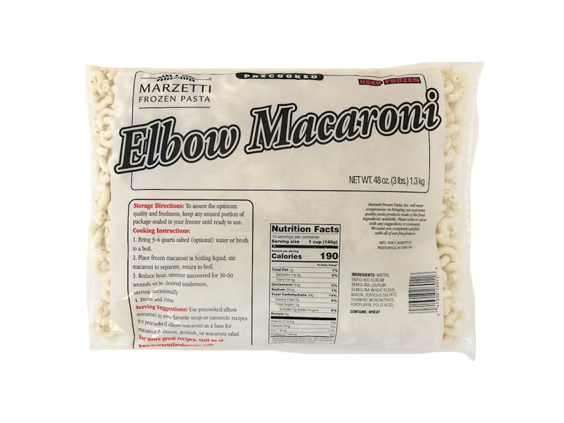 Marzetti Frozen Pasta, Elbows 1" Cooked, 3 lb.