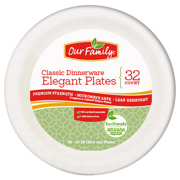 Our Family Classic Dinnerware Elegant Plates, 32 ct