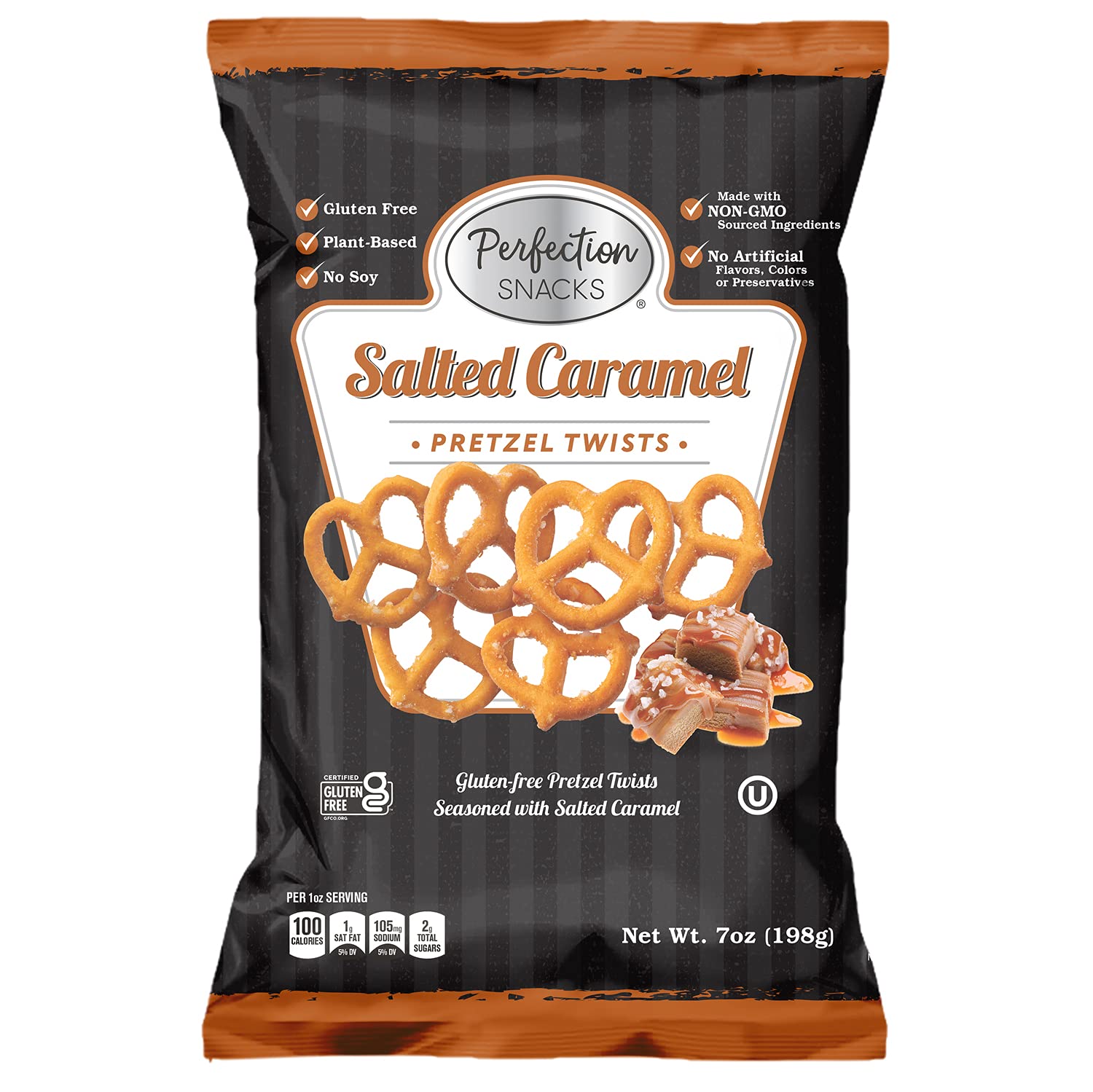 Perfection Snacks Salted Caramel Gluten Free Pretzel Twists, 7 oz