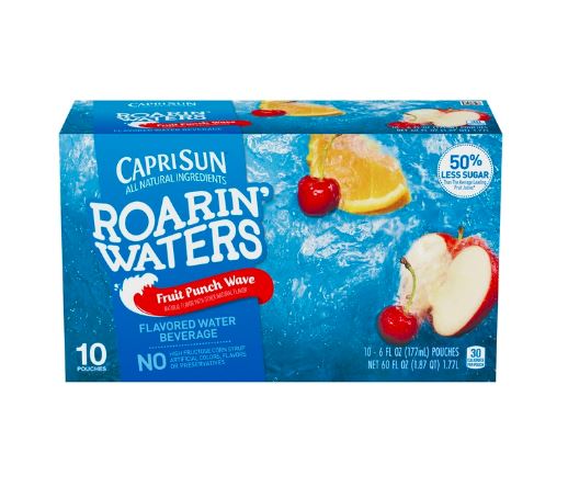 Caprisun Juice Drinks, Roaring Waters Fruit Punch Wave, 6 oz, 10 ct