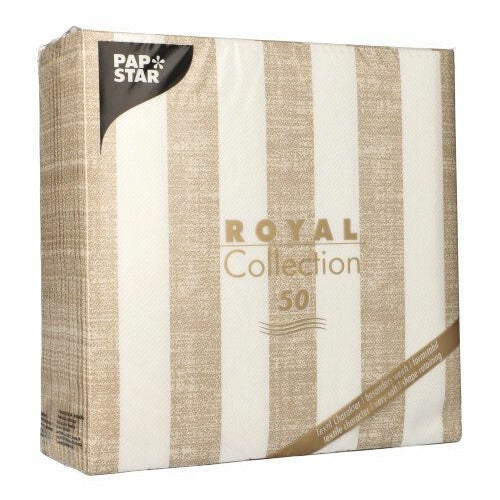 Papstar Royal Dinner Napkins, Lines Sand, 50pk