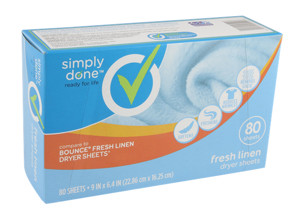 Simply Done Dryer Sheets, Fresh Linen Scent, 40 ct