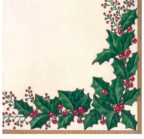 Cocktail Napkins, Winter Holly, 36 ct